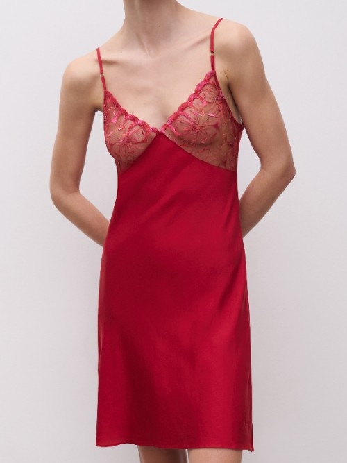 Chantelle Nachtmode Fleurs rood slipdress