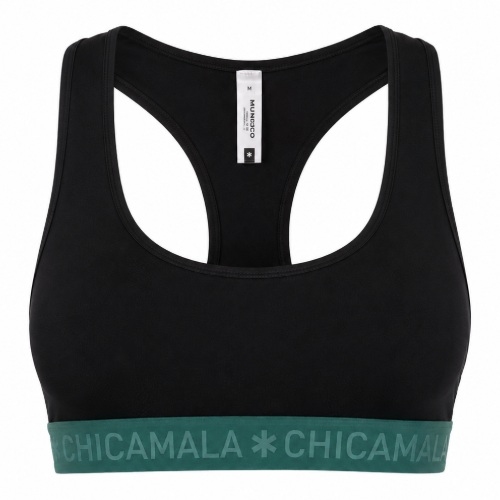 Chicamala Solid zwart/groen wireless bh