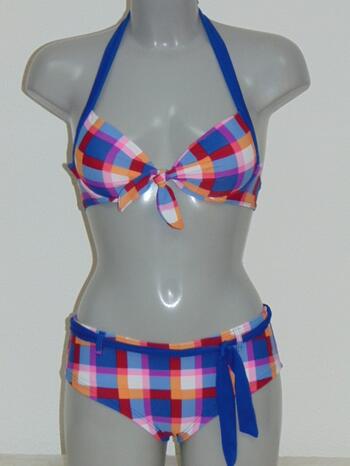 SHIWI AAF Blue/Orange print Push Up Bikinitop + Short
