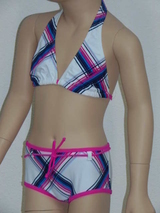 Shiwi Kids Plaid blauw/roze bikini set
