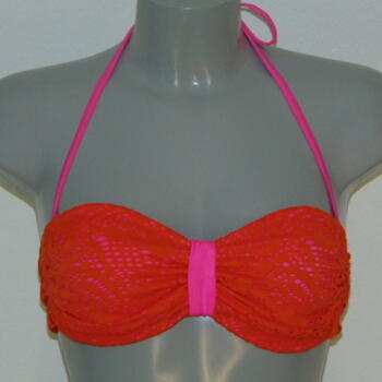 SAPPH BEACH SAMPLES BONAIRE Orange/Pink Bandeau Bikinitop