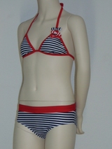 Boobs & Bloomers Marine wit/marine blauw bikini set
