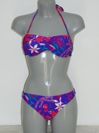 NICKEY NOBEL JUNGLE FLOWE Purple Bandeau Bikinitop + Brief 