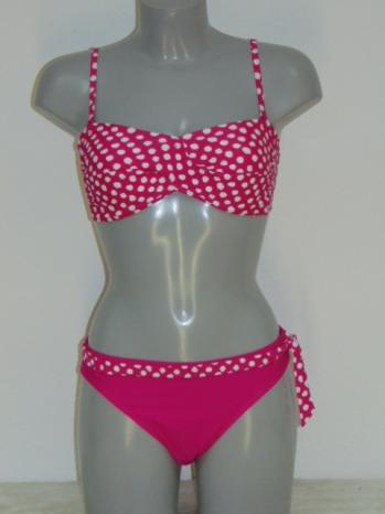 NICKEY NOBEL CLAUDS Pink/White print Padded bandeau  Bikinitop +Brief