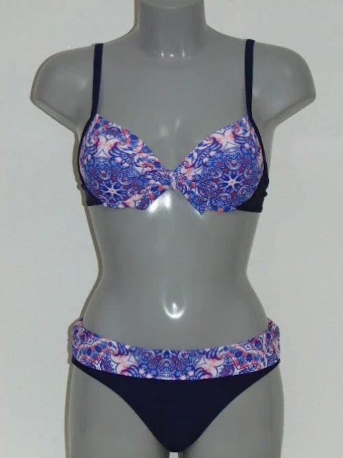 Nickey Nobel Gemma marine blauw/print voorgevormde bikinitop
