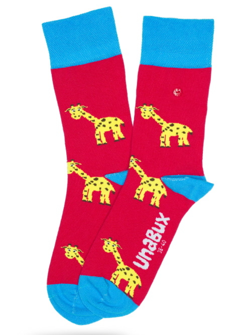Unabux Red Giraffe rood sokken