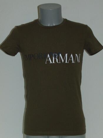 ARMANI T-shirt EA print khaki ronde hals 