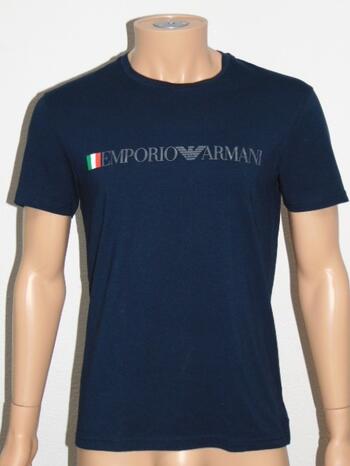 ARMANI T-shirt EA print Marine ronde hals 
