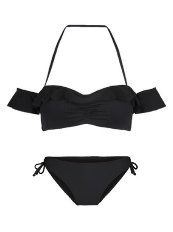 LINGADORE BEACH SUMMER Black Ruffle sleeve bikini set 