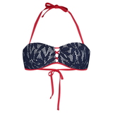 Sapph Beach Chloe blauw/rood bandeau / softcup bikinitop