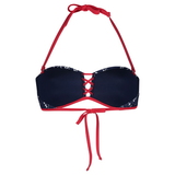 Sapph Beach Chloe blauw/rood bandeau / softcup bikinitop