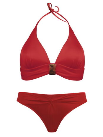 EVA PURE FASHION Papaver Red halter Bikini met low brief