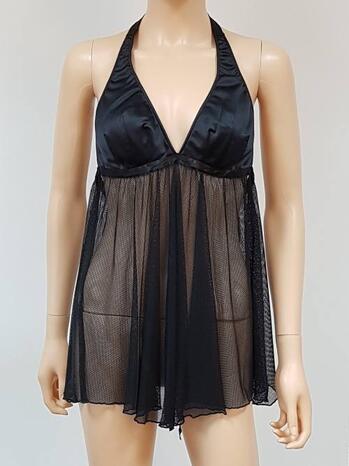 FUEL FOR PASSION FISHNET+SATIN Sexy Night dress black