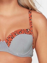 LingaDore Beach Striped Cheetah bruin/print voorgevormde bikinitop