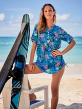 Rosa Faia Beach Bora Bora blauw/print tuniek