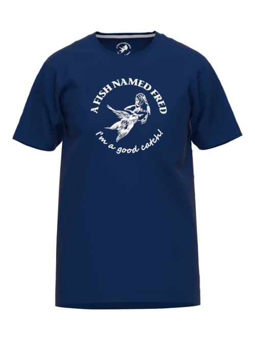 A Fish Named Fred 120001 marine blauw/wit t-shirt