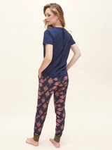 Charlie Choe Wild Flora marine blauw/print pyjamabroek