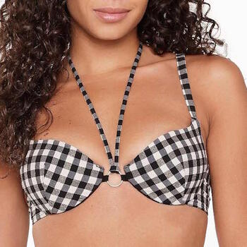 LINGADORE BEACH SQUARE PRINT Black/White Bikini Top
