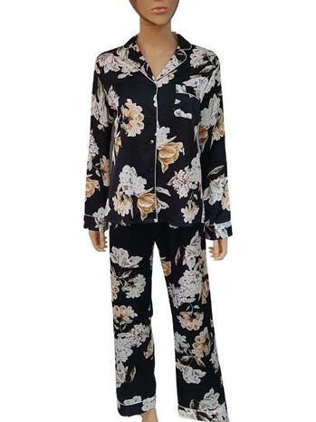 LINGADORE BLOSSOM Black/Print Satin Pyjama