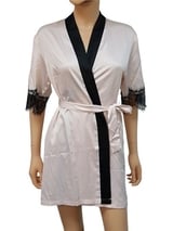 LingaDore Night SATIN roze/zwart kimono