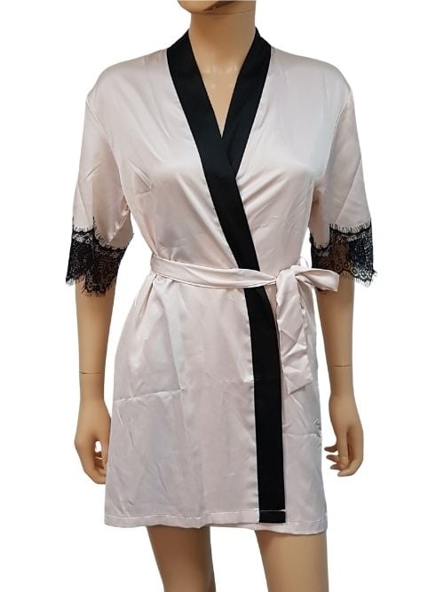 LingaDore Night SATIN roze/zwart kimono